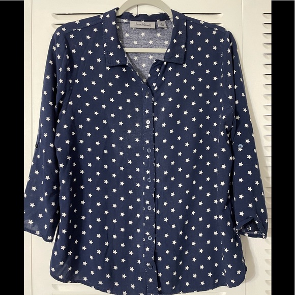 JASON MAXWELL BLUE and white star shirt woman size S - Picture 11 of 16